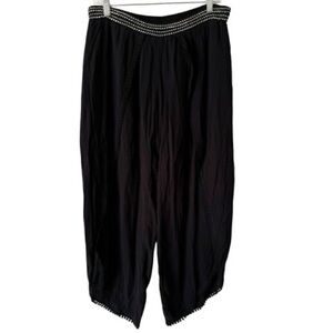 Anthropologie Hei Hei Black Embroidered Harem Crops, XS Oversized